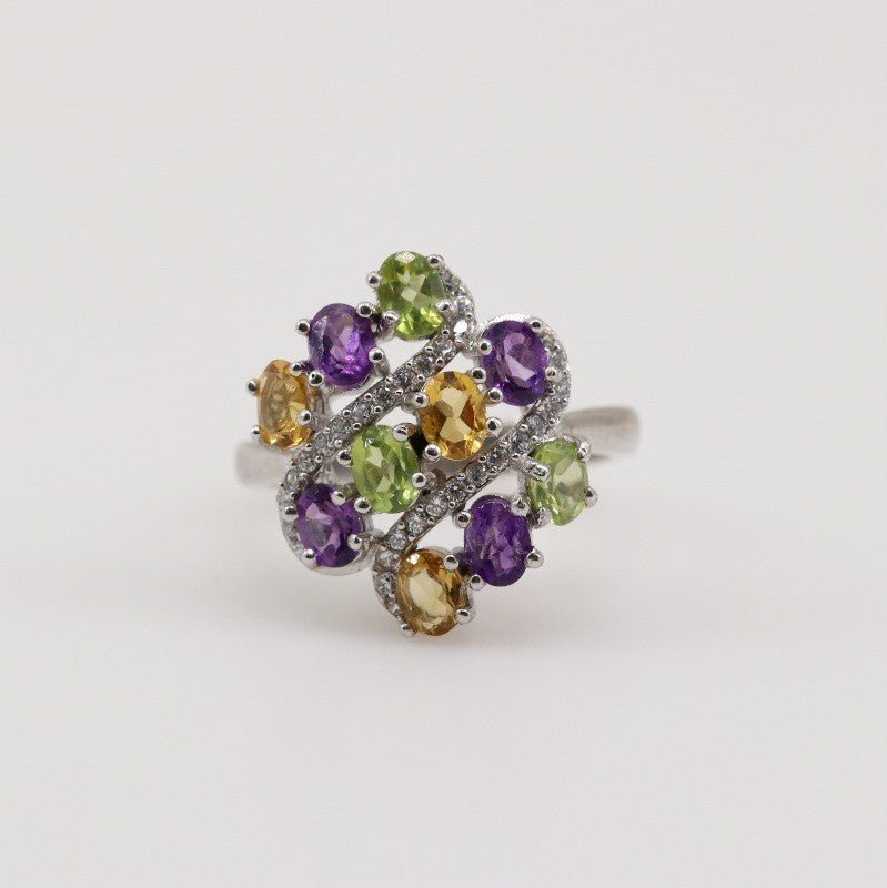 Anillo de Amatista, Citrino, Peridoto y cubic zirconia - Anillos
