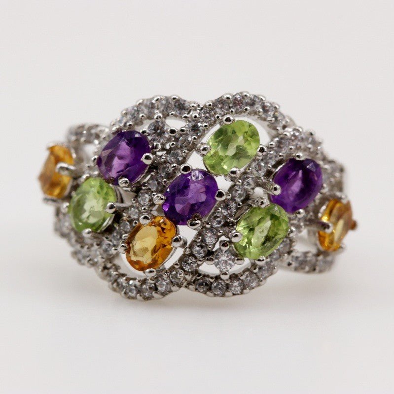 Anillo de Amatista, Citrino, Peridoto y cubic zirconia - Anillos