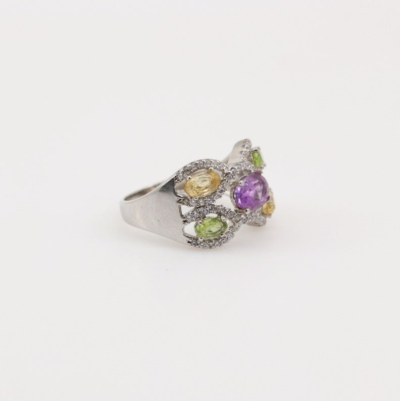 Anillo de Amatista, Citrino, Peridoto y cubic zirconia - Anillos