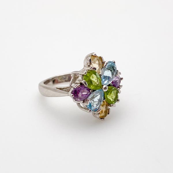 Anillo de Amatista, citrino, peridoto y Topacio Azul - Anillos