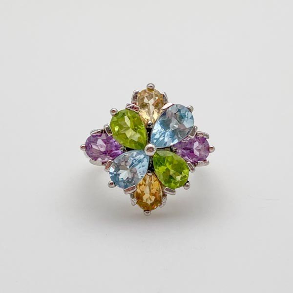 Anillo de Amatista, citrino, peridoto y Topacio Azul - Anillos