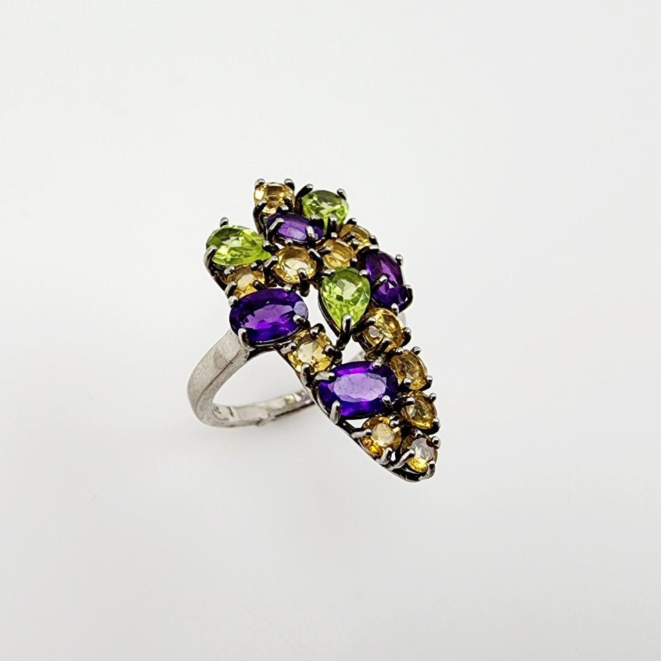 Anillo de Amatista, Citrino y Peridoto - Anillos