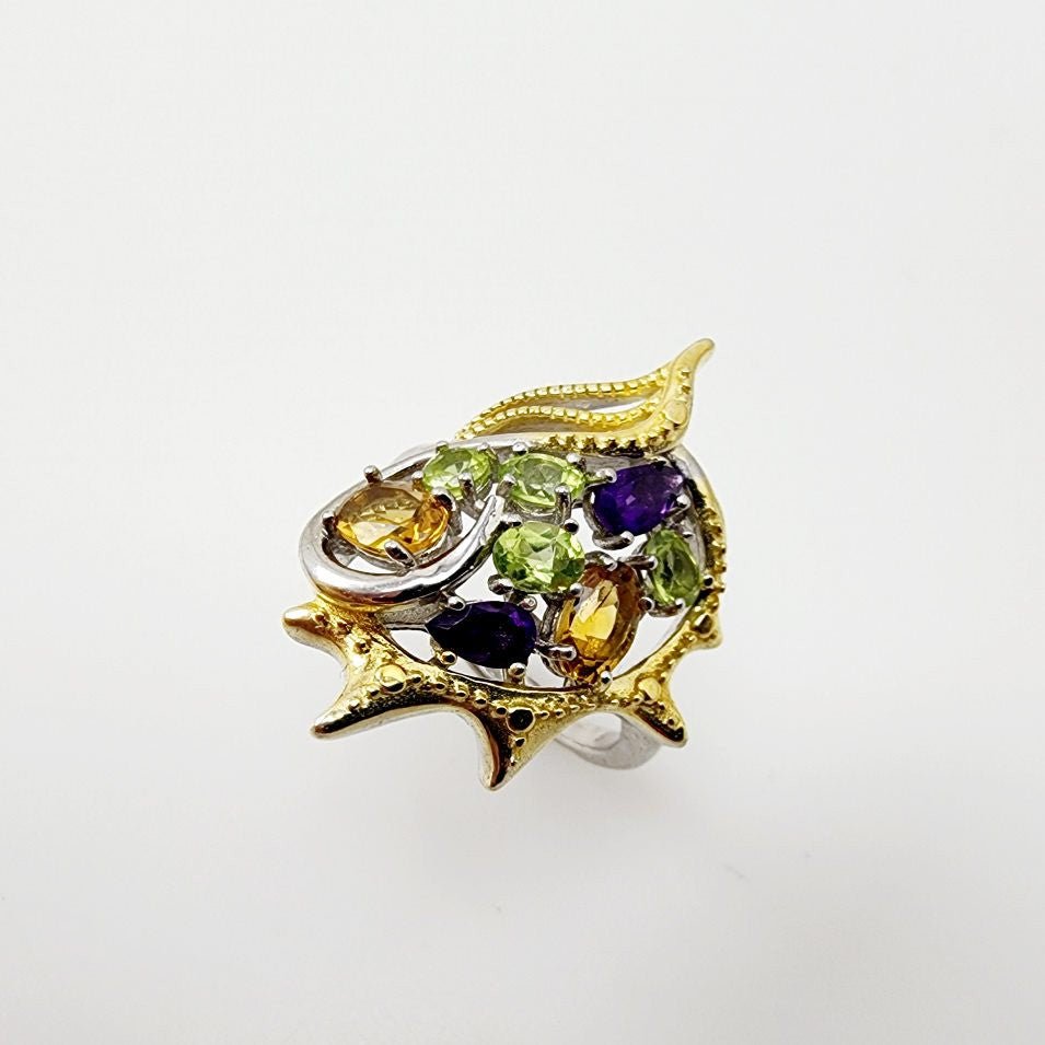 Anillo de Amatista, Citrino y Peridoto - Anillos