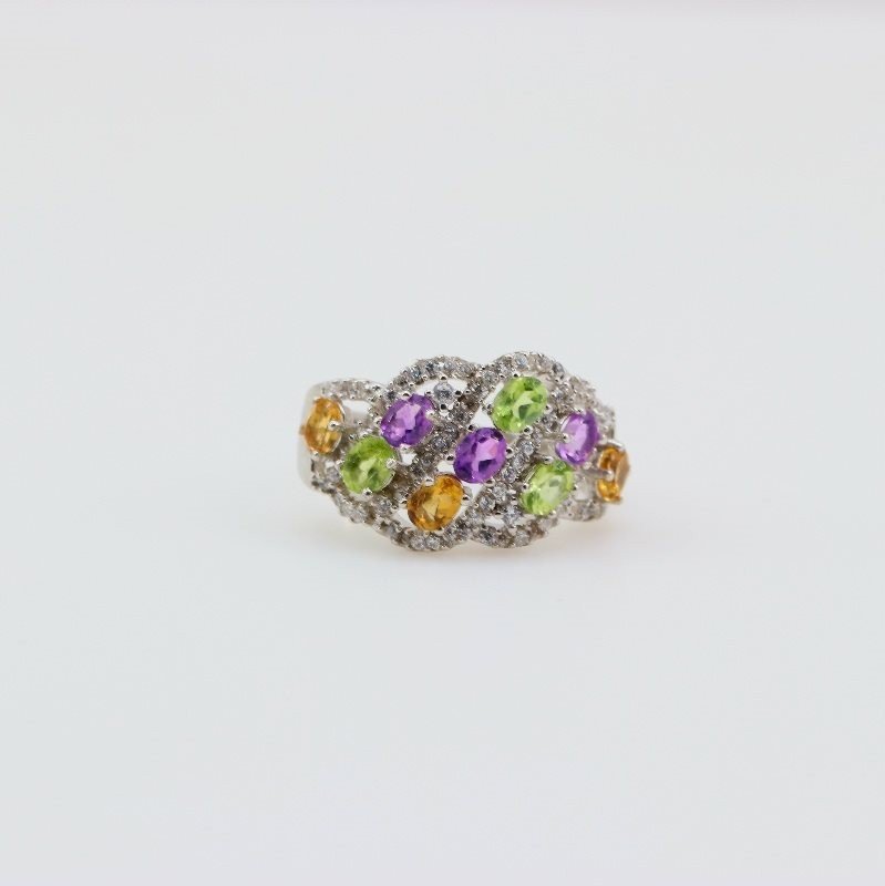 Anillo de Amatista, Citrino y Peridoto - Anillos