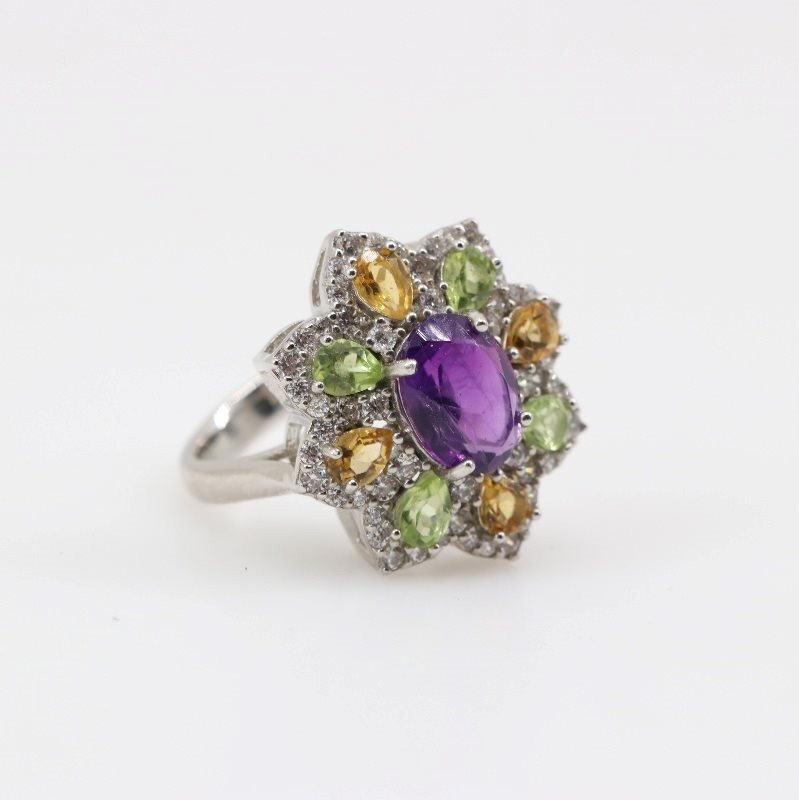 Anillo de Amatista, Citrino y Peridoto - Anillos