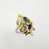 Anillo de Amatista, Citrino y Peridoto - Anillos