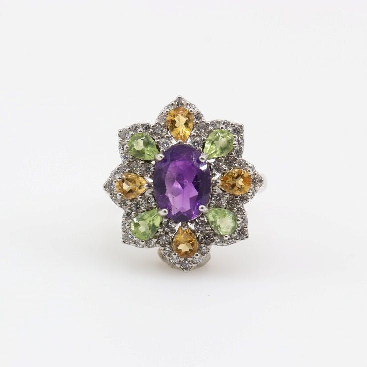 Anillo de Amatista, Citrino y Peridoto - Anillos