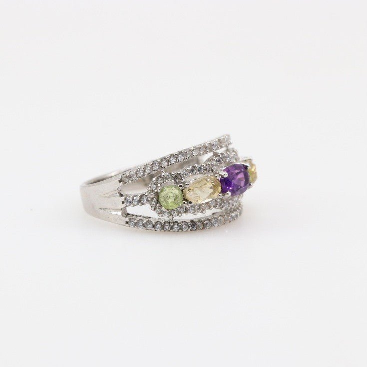Anillo de Amatista, Citrino y Peridoto - Anillos