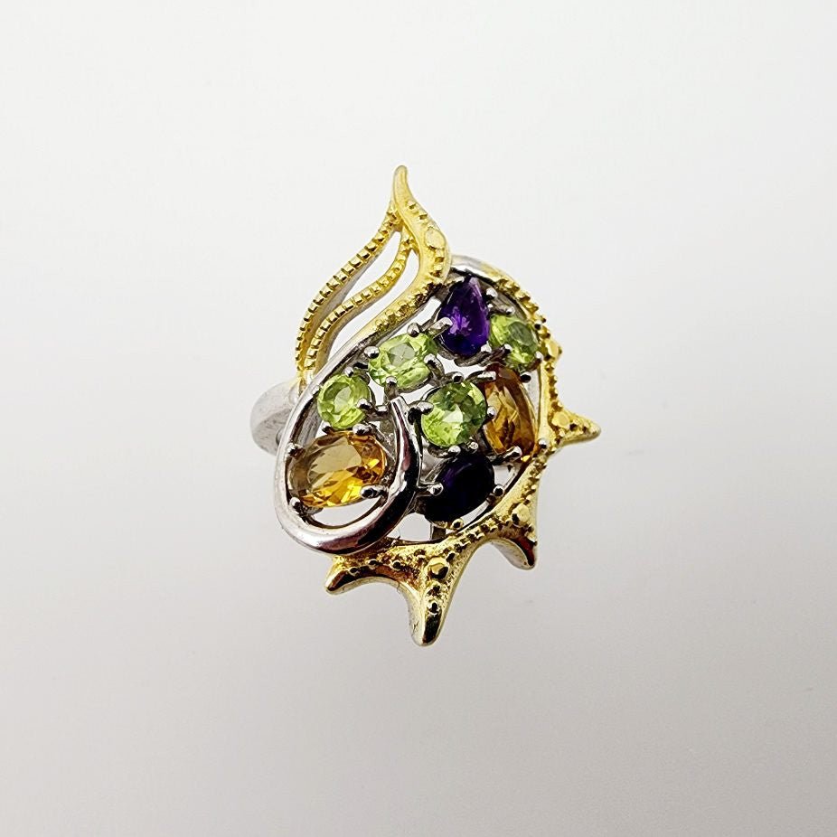 Anillo de Amatista, Citrino y Peridoto - Anillos
