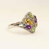 Anillo de Amatista, Citrino y Peridoto y cubic zirconia - Anillos