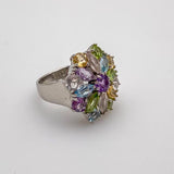Anillo de Amatista, cuarzo rosa, peridoto y Topacio Azul - Anillos