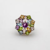 Anillo de Amatista, cuarzo rosa, peridoto y Topacio Azul - Anillos