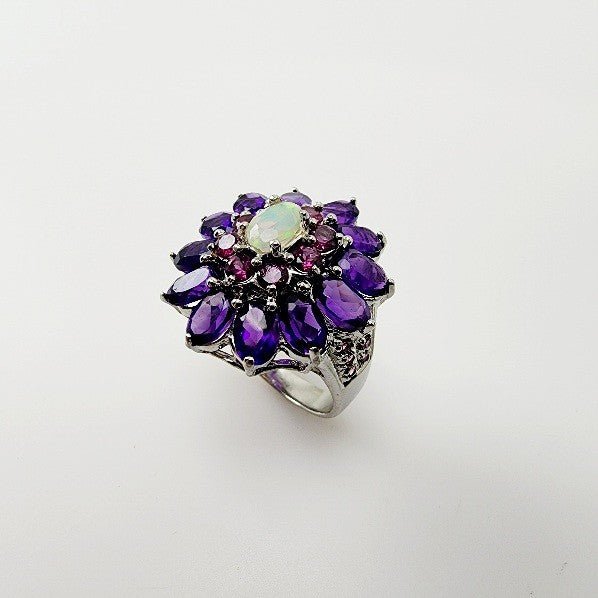 Anillo de Amatista, Ópalo welo y Rodolita - Anillos