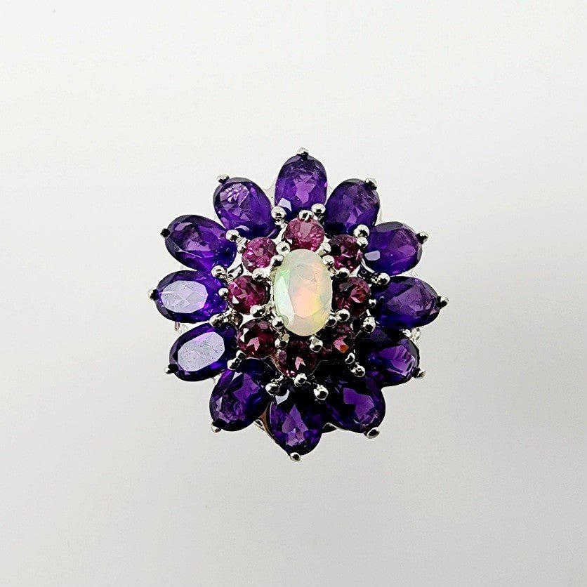 Anillo de Amatista, Ópalo welo y Rodolita - Anillos