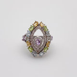 Anillo de Amatista, Peridoto, Topacio azul, Citrino y cubic zirconia - Anillos