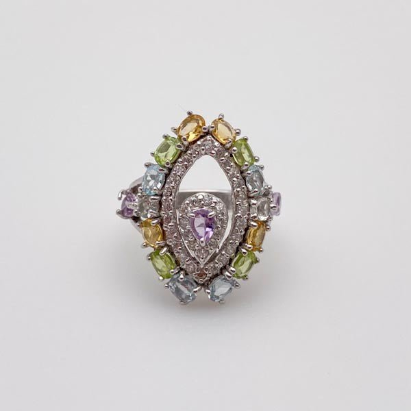 Anillo de Amatista, Peridoto, Topacio azul, Citrino y cubic zirconia - Anillos