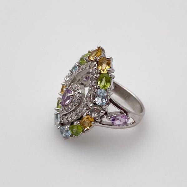 Anillo de Amatista, Peridoto, Topacio azul, Citrino y cubic zirconia - Anillos