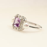 Anillo de Amatista, perlas y cubic zirconia - Anillos