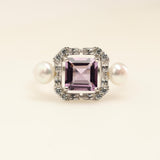 Anillo de Amatista, perlas y cubic zirconia - Anillos
