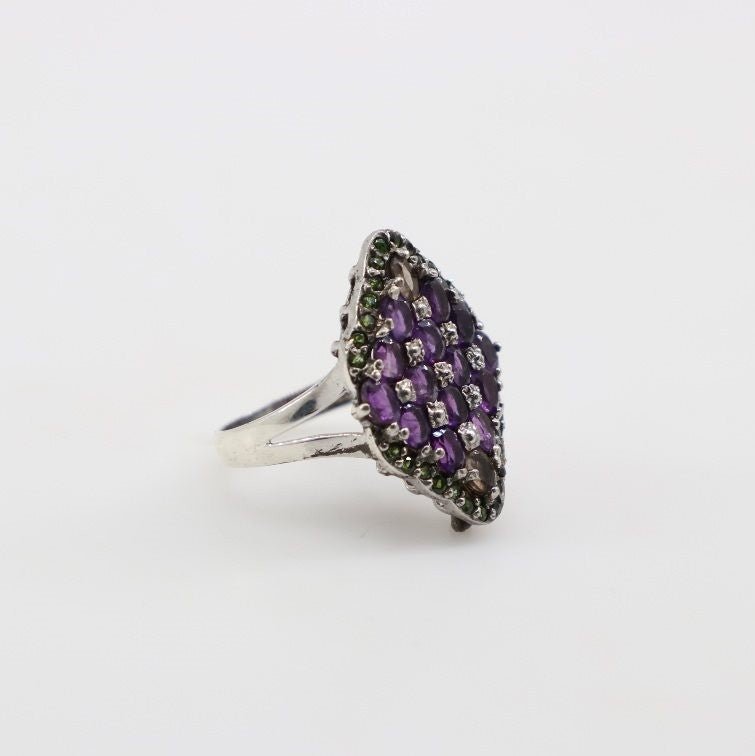Anillo de Amatista, Tsavorite y Cuarzo ahumado - Anillos