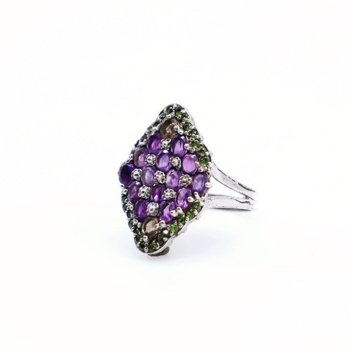 Anillo de Amatista, Tsavorite y Cuarzo ahumado - Anillos