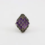 Anillo de Amatista, Tsavorite y Cuarzo ahumado - Anillos