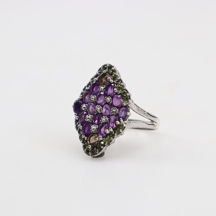 Anillo de Amatista, Tsavorite y Cuarzo ahumado - Anillos
