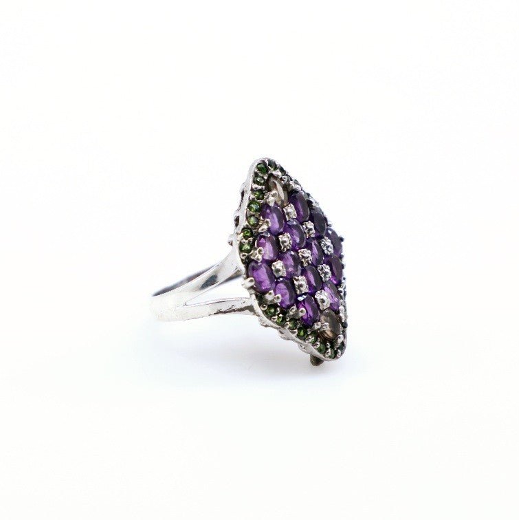 Anillo de Amatista, Tsavorite y Cuarzo ahumado - Anillos