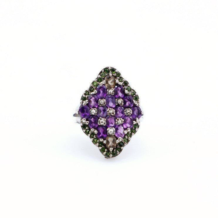 Anillo de Amatista, Tsavorite y Cuarzo ahumado - Anillos