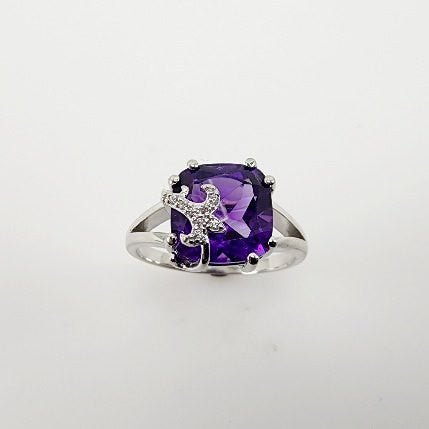 Anillo de Amatista y cubic zirconia - Anillos