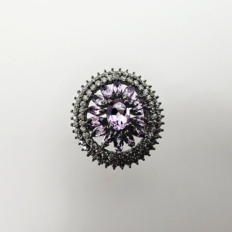 Anillo de Amatista y cubic zirconia - Anillos