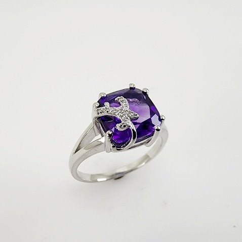 Anillo de Amatista y cubic zirconia - Anillos