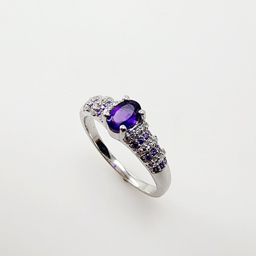 Anillo de Amatista y cubic zirconia - Anillos