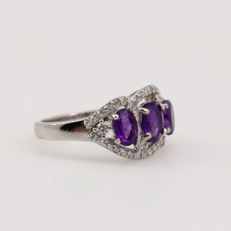 Anillo de Amatista y cubic zirconia - Anillos
