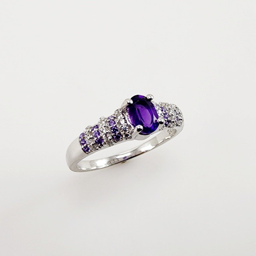 Anillo de Amatista y cubic zirconia - Anillos