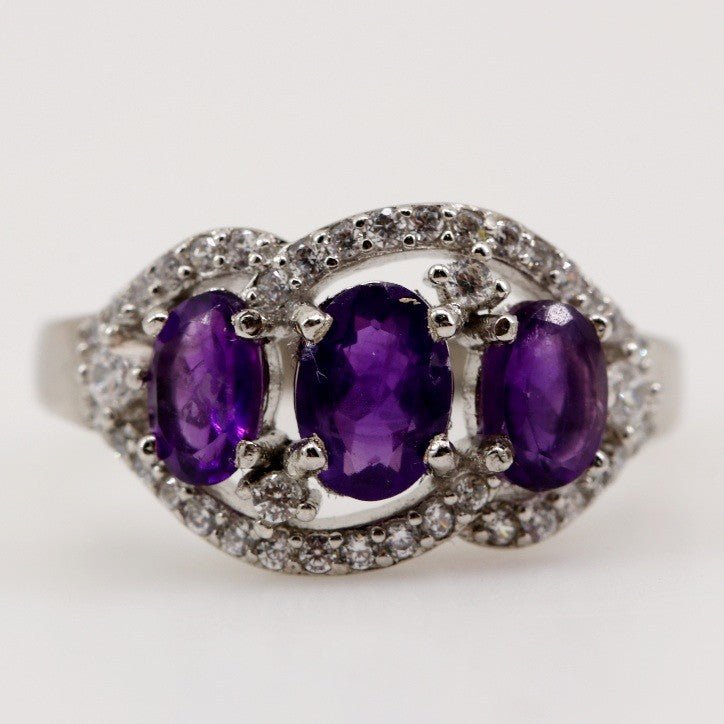 Anillo de Amatista y cubic zirconia - Anillos