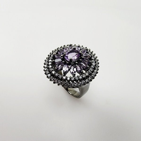 Anillo de Amatista y cubic zirconia - Anillos