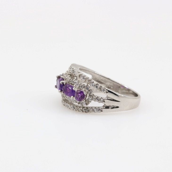 Anillo de Amatista y cubic zirconia - Anillos
