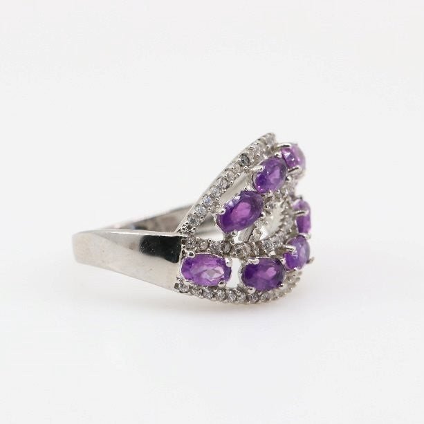 Anillo de Amatista y cubic zirconia - Anillos