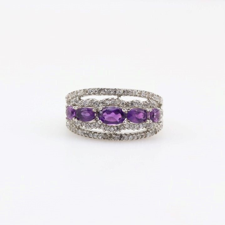 Anillo de Amatista y cubic zirconia - Anillos
