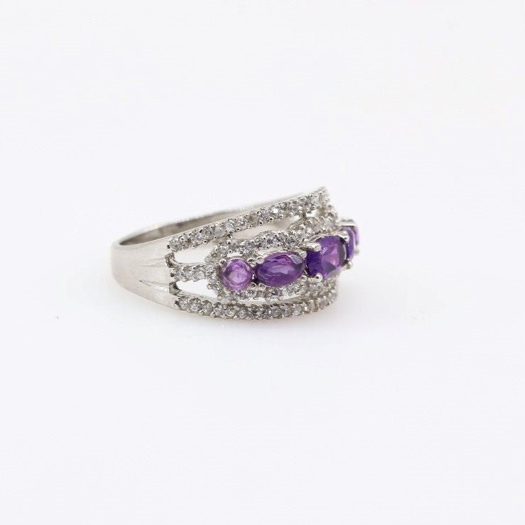 Anillo de Amatista y cubic zirconia - Anillos