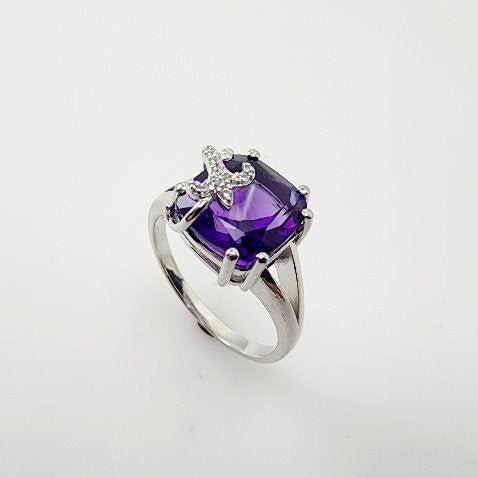 Anillo de Amatista y cubic zirconia - Anillos