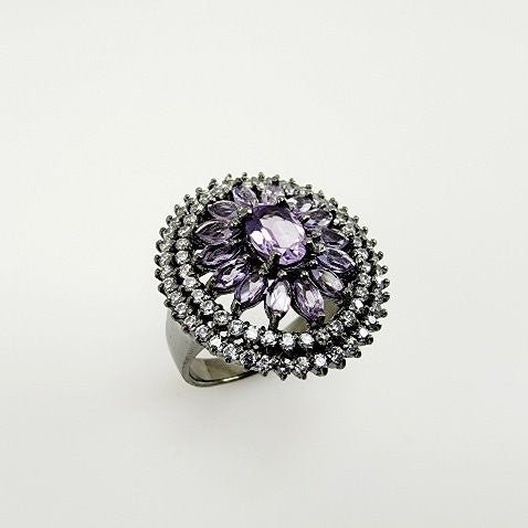 Anillo de Amatista y cubic zirconia - Anillos