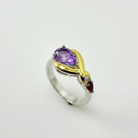 Anillo de Amatista y Rubí rosa - Anillos