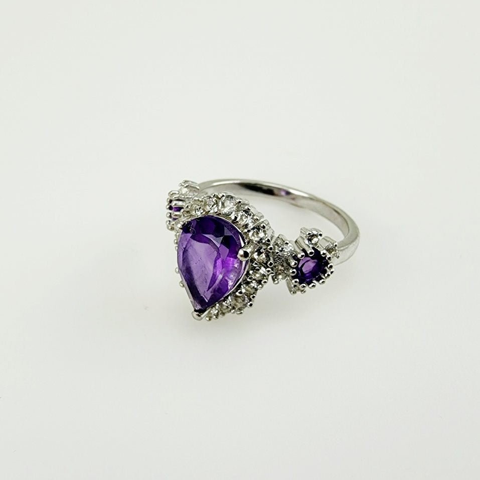 Anillo de Amatista y Topacio Blanco - Anillos