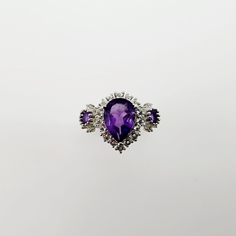 Anillo de Amatista y Topacio Blanco - Anillos