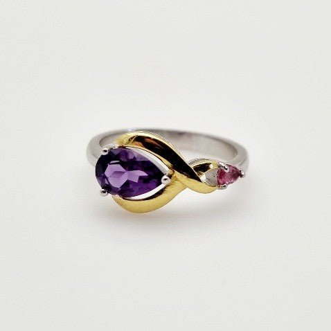 Anillo de Amatista y turmalina rosa - Anillos