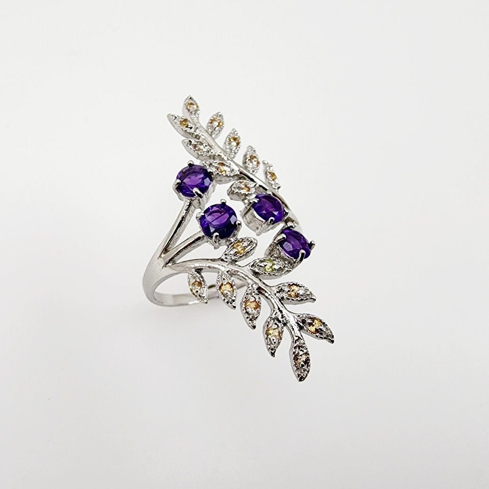 Anillo de amatista y zafiro amarillo - Anillos