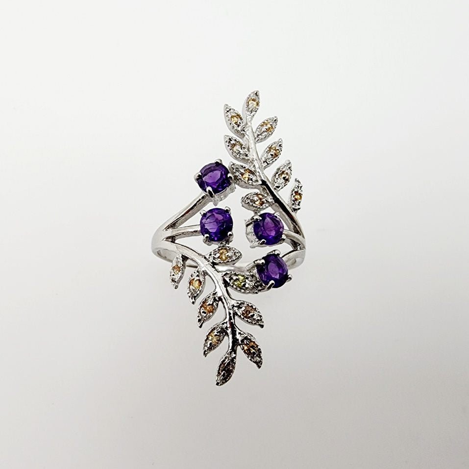 Anillo de amatista y zafiro amarillo - Anillos