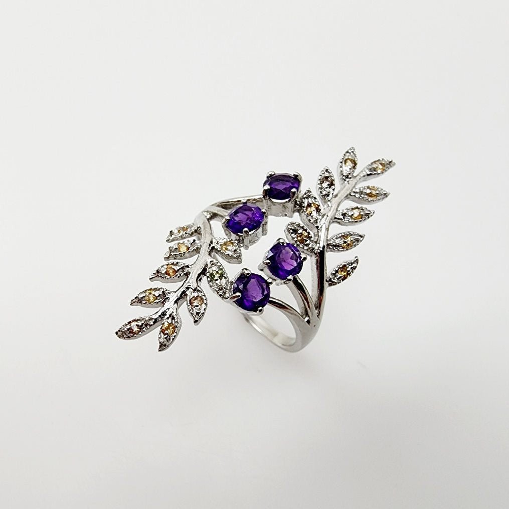 Anillo de amatista y zafiro amarillo - Anillos